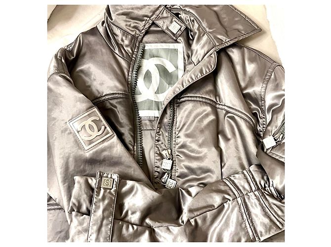 Manteau de ski matelassé long Chanel Sports Line Argenté - vue 5