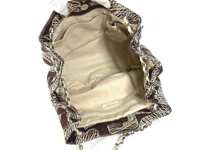 Chanel Vintage gesteppte Tragetasche Braun Beige - Ansicht 12