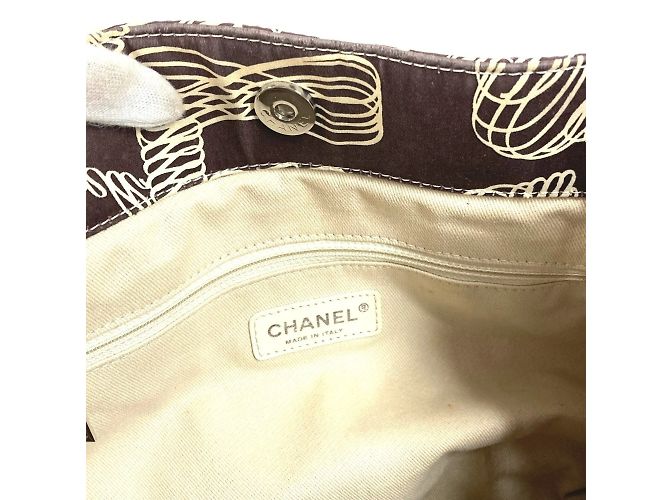 Chanel Vintage gesteppte Tragetasche Braun Beige - Ansicht 13