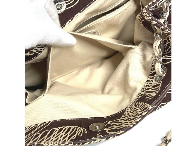 Chanel Vintage gesteppte Tragetasche Braun Beige - Ansicht 15