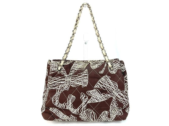Chanel Vintage gesteppte Tragetasche Braun Beige - Ansicht 2