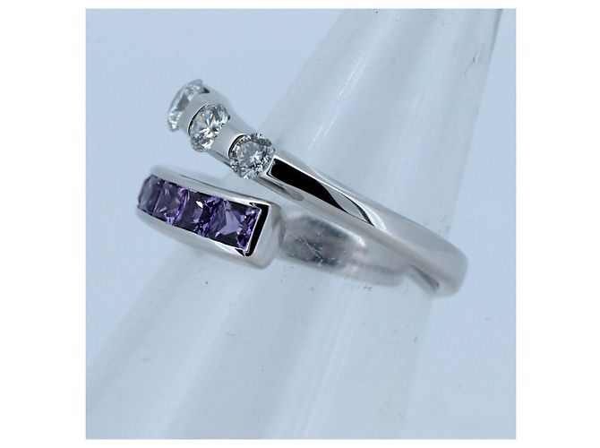 Autre Marque Anello in diamante e zaffiro rosa Au750 Joune - vista 3