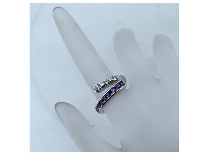 Autre Marque Anello in diamante e zaffiro rosa Au750 Joune - vista 7