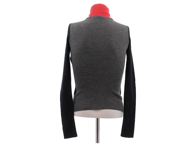 Dior Marine-roter und grauer Kaschmir-Rollkragenpullover Marineblau - Ansicht 2