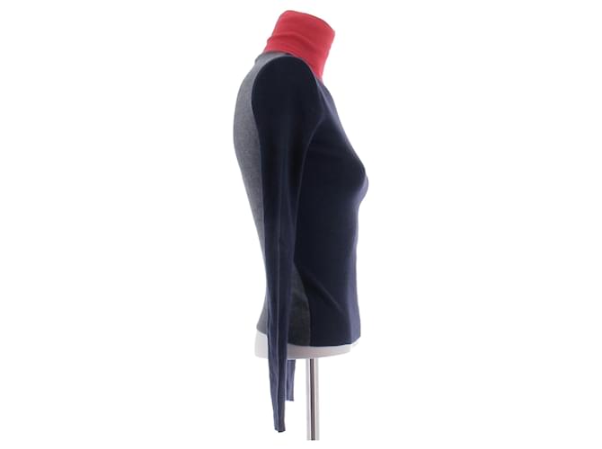 Dior Marine-roter und grauer Kaschmir-Rollkragenpullover Marineblau - Ansicht 3