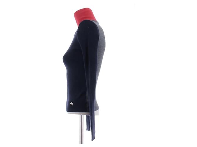 Dior Marine-roter und grauer Kaschmir-Rollkragenpullover Marineblau - Ansicht 4
