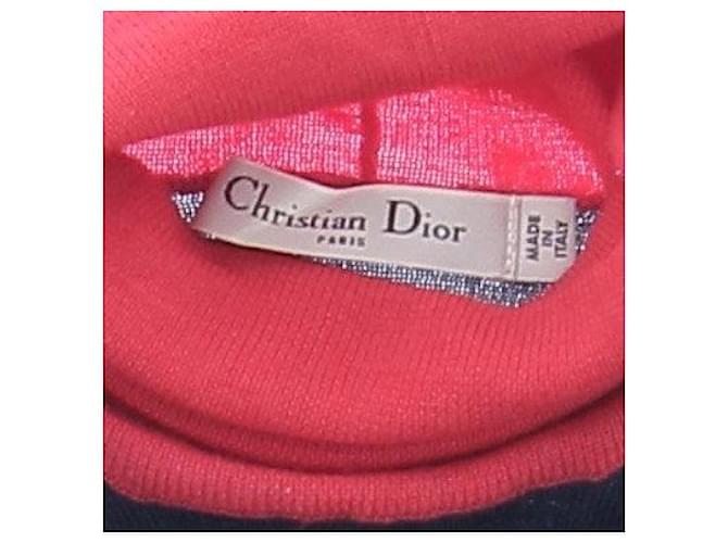 Dior Marine-roter und grauer Kaschmir-Rollkragenpullover Marineblau - Ansicht 5