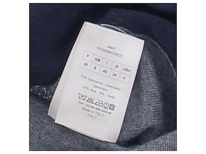 Dior Marine-roter und grauer Kaschmir-Rollkragenpullover Marineblau - Ansicht 6