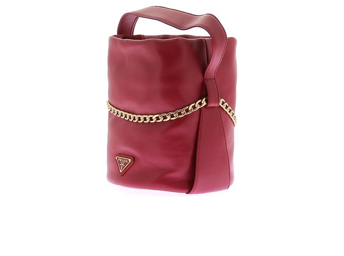 Prada Borsa a secchiello bordeaux in pelle nappa Rosso - vista 5