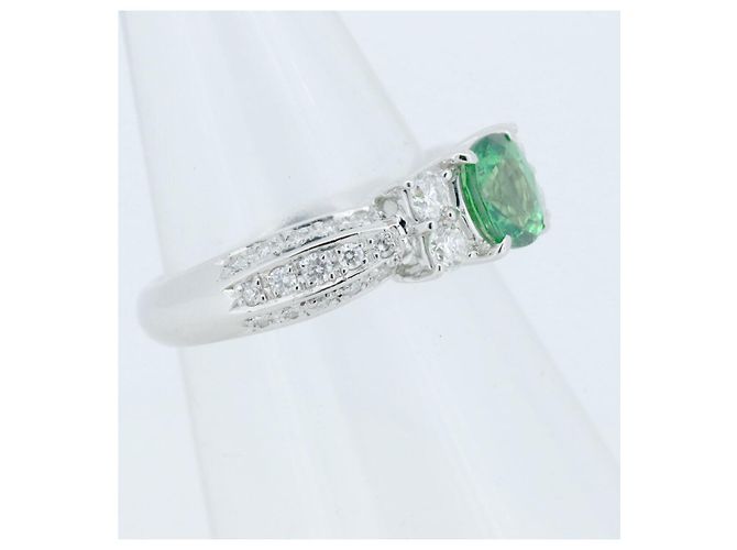 Autre Marque Diamantring mit grünem Granat Pt900 - Ansicht 3