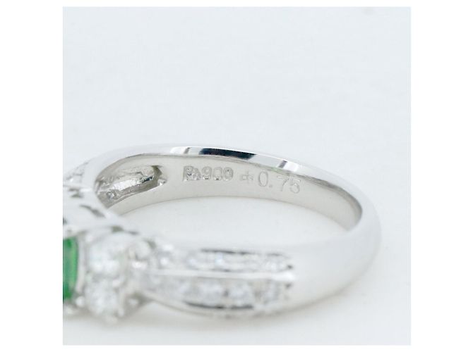 Autre Marque Diamantring mit grünem Granat Pt900 - Ansicht 4