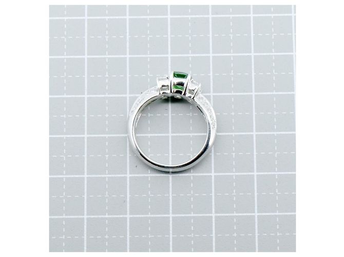 Autre Marque Diamantring mit grünem Granat Pt900 - Ansicht 6