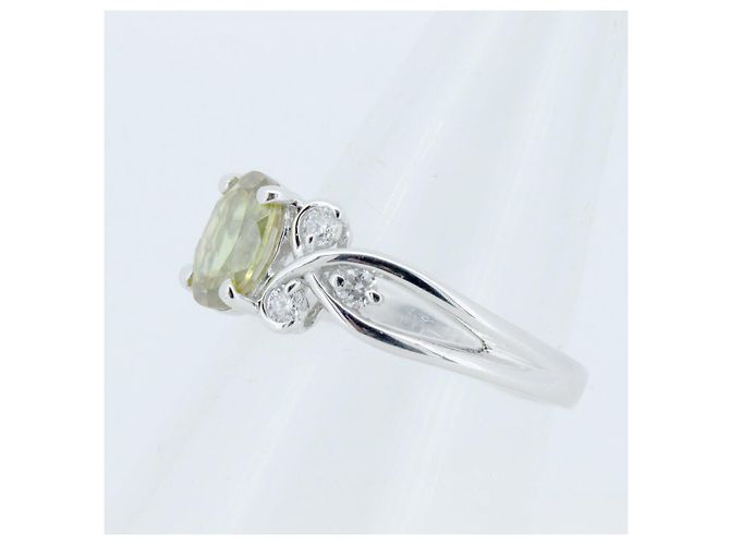 Autre Marque Anello in Sfenopite e Diamante in Oro Bianco Au750 Argento - vista 2