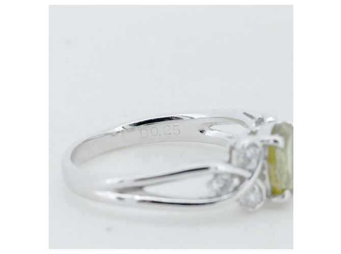 Autre Marque Anello in Sfenopite e Diamante in Oro Bianco Au750 Argento - vista 5
