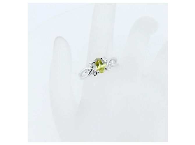 Autre Marque Anello in Sfenopite e Diamante in Oro Bianco Au750 Argento - vista 7