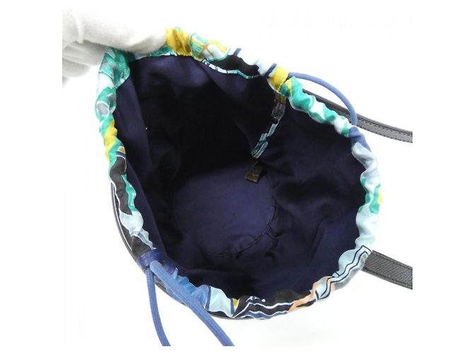 Borsa a Spalla Musardine MODERNISMO TROPICALE di Hermès Nero Blu Multicolore - vista 9