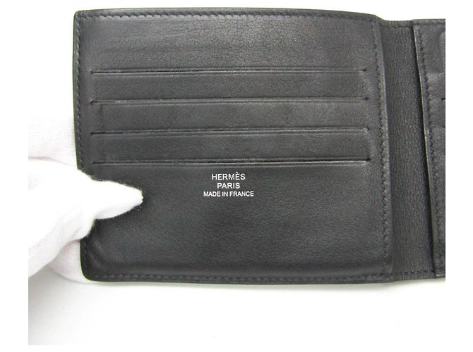 Hermès Hermes Citizen Twill Compact Men's Leather Bill Wallet Black - view 11