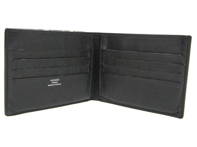 Hermès Hermes Citizen Twill Compact Men's Leather Bill Wallet Black - view 4