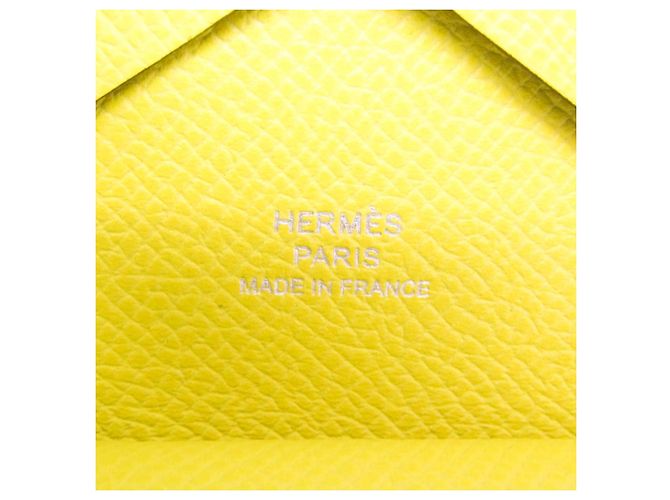 Hermès Tarjetero Calvi Duo de cuero Epsom Hermes Amarillo - vista 10