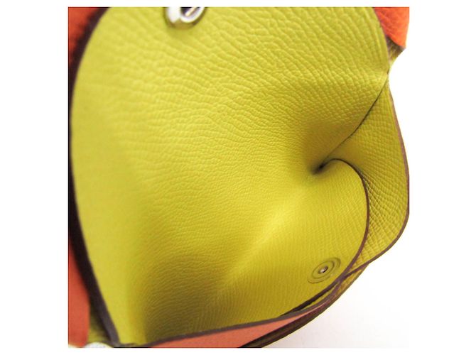 Hermès Tarjetero Calvi Duo Verso de cuero Epsom Hermes Naranja Amarillo - vista 5