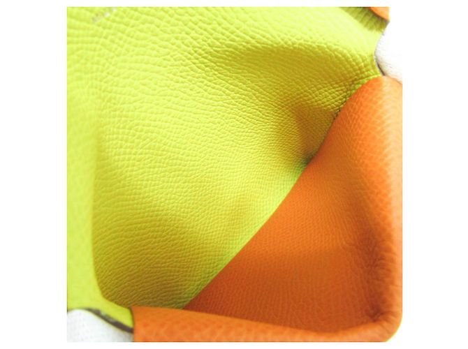 Hermès Tarjetero Calvi Duo Verso de cuero Epsom Hermes Naranja Amarillo - vista 6