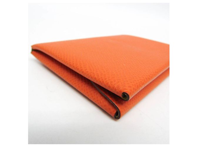 Hermès Tarjetero Calvi Duo Verso de cuero Epsom Hermes Naranja Amarillo - vista 7