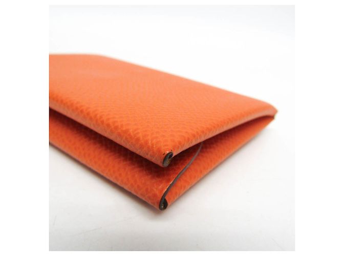 Hermès Tarjetero Calvi Duo Verso de cuero Epsom Hermes Naranja Amarillo - vista 8
