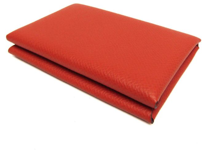 Hermès Tarjetero Calvi Duo de cuero Epsom Hermes Castaño - vista 3