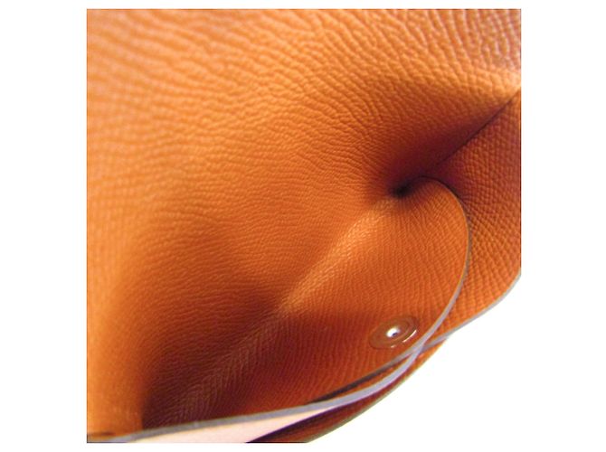 Hermès Tarjetero Calvi Duo de cuero Epsom Hermes Castaño - vista 5