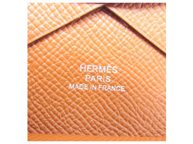 Hermès Tarjetero Calvi Duo de cuero Epsom Hermes Castaño - vista 9