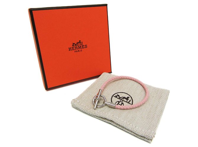 Hermès Pulseira de couro e metal Hermes Glennan H071681F Prata Rosa - vista 2