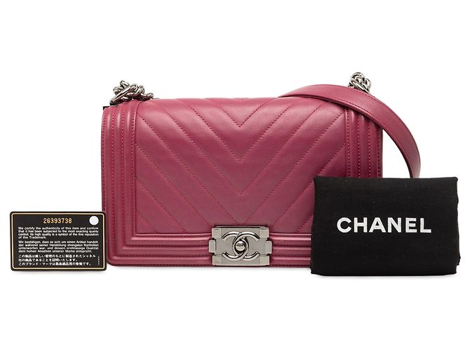 Chanel Rosa Altmittel Chevron Lammleder Boy Flap Pink - Ansicht 8