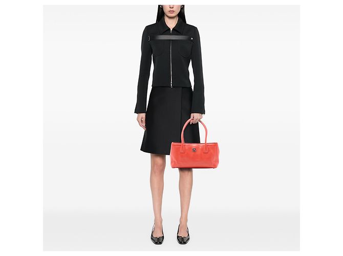 Chanel Rosso Piccola Borsa Executive in Pelle di Vitello Cerf - vista 7