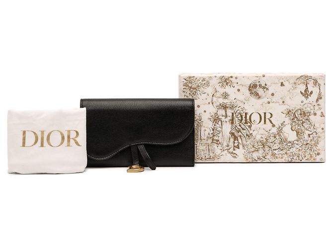 Cartera larga de piel de cabra negra Saddle Dior Negro - vista 11
