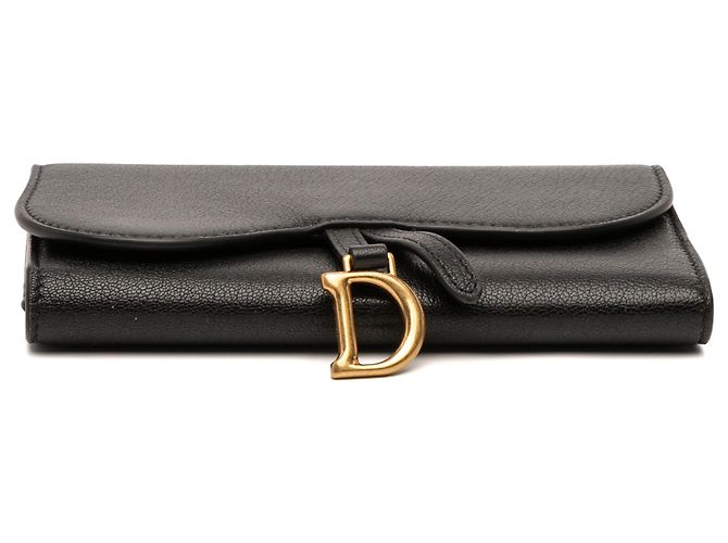 Cartera larga de piel de cabra negra Saddle Dior Negro - vista 3