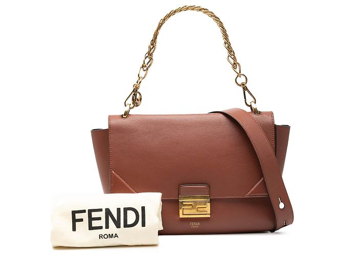 Borsa Kan U in pelle di vitello marrone Fendi - vista 8