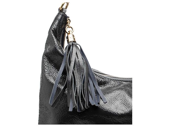 Gucci Blaue Lackleder Soho Schultertasche Marineblau - Ansicht 8