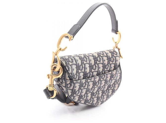 Borsa Saddle Mini Oblique Christian Dior Crudo Blu navy - vista 2