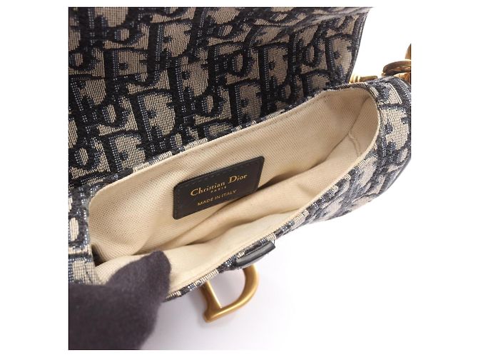 Borsa Saddle Mini Oblique Christian Dior Crudo Blu navy - vista 3