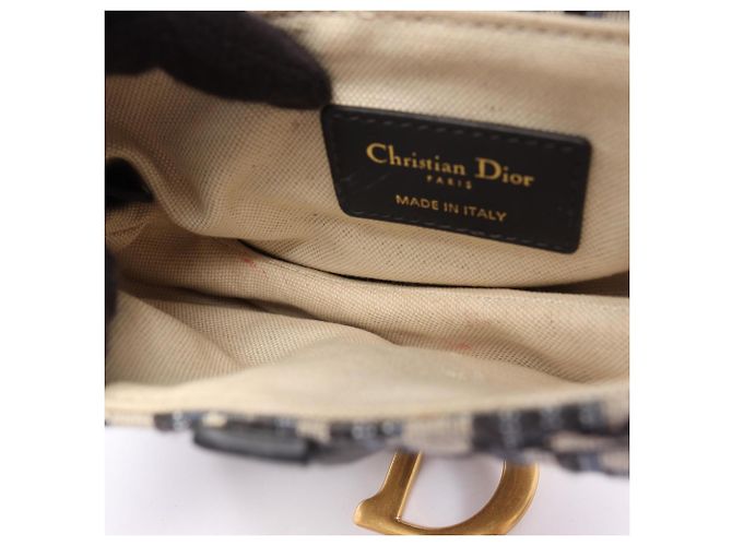 Borsa Saddle Mini Oblique Christian Dior Crudo Blu navy - vista 5