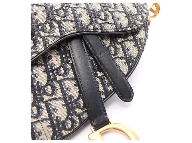 Borsa Saddle Mini Oblique Christian Dior Crudo Blu navy - vista 6