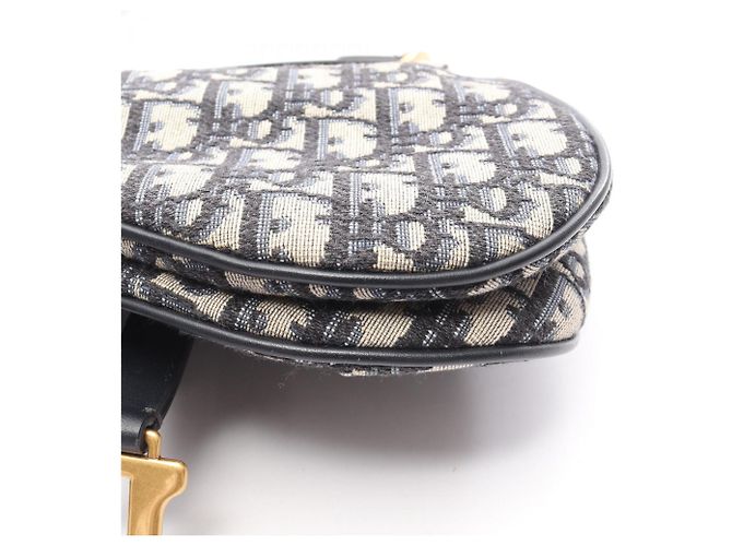 Borsa Saddle Mini Oblique Christian Dior Crudo Blu navy - vista 7