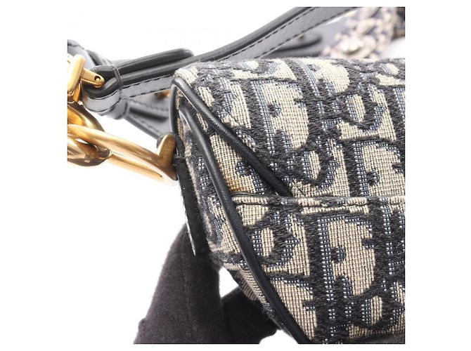 Borsa Saddle Mini Oblique Christian Dior Crudo Blu navy - vista 8