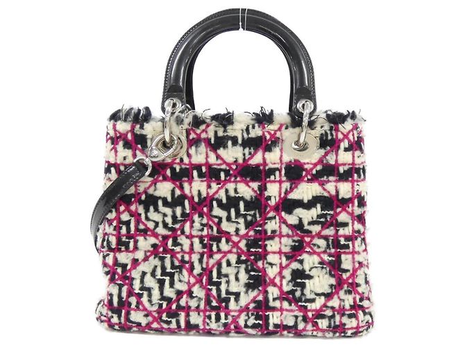 Borsa Lady Medium Christian Dior Nero Bianco - vista 2
