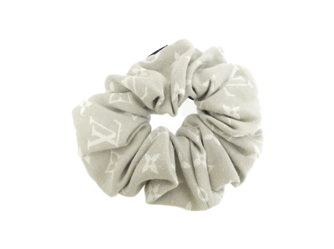 Scrunchie Louis Vuitton in denim jacquard Monogram Beige Crudo - vista 2