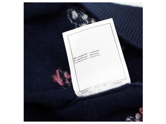 CHANEL Pullover aus floralem Cashmere Blau - Ansicht 12