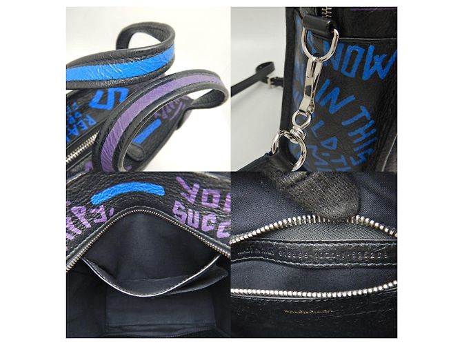 Borsa Balenciaga Bazaar Shopper XS Nero Blu - vista 10