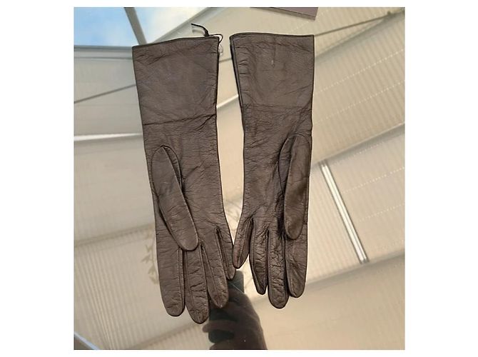Vintage Chanel Lammleder lange Handschuhe - Besticktes CC - Größe 6.5 Schwarz - Ansicht 5