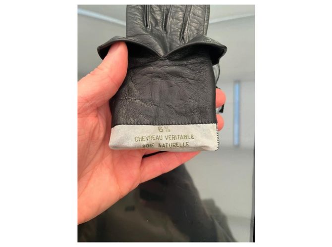 Vintage Chanel Lammleder lange Handschuhe - Besticktes CC - Größe 6.5 Schwarz - Ansicht 6