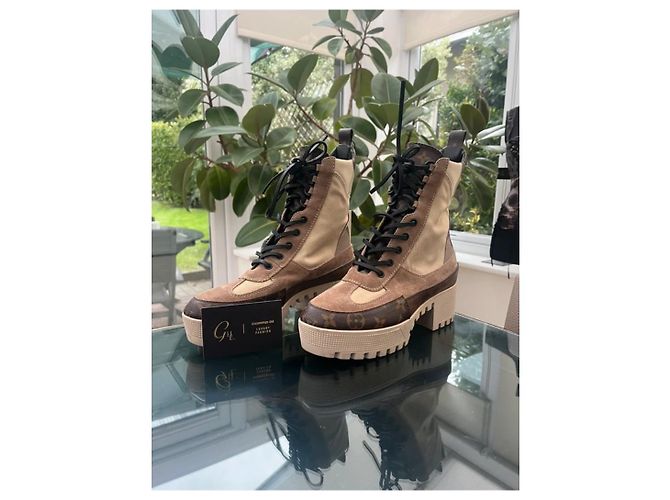 Botas desérticas de plataforma Laureate Louis Vuitton EU 38 Beige Gris pardo Marrón oscuro - vista 11